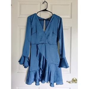SHEIN - Teal Trumpet Sleeve Dress